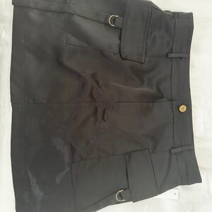 Black Mini Skirt with Buckle Details